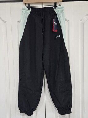 Reebok Black Track Joggers with Mint Side Panels